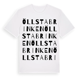 Öllstabrinken ordlek t-shirt – ekologisk bomull t-shirt från Pinshirt
