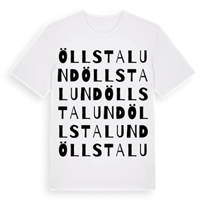 Öllstalund ordlek t-shirt – ekologisk bomull t-shirt från Pinshirt