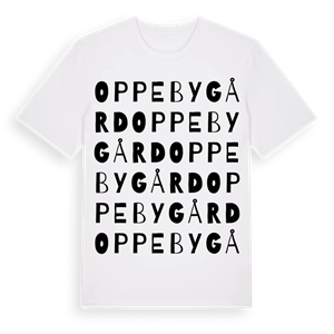 Oppeby gård ordlek t-shirt – ekologisk bomull t-shirt från Pinshirt