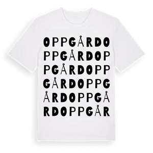Oppgård ordlek t-shirt – ekologisk bomull t-shirt från Pinshirt