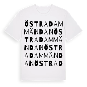 Östra Dammändan ordlek t-shirt – ekologisk bomull t-shirt från Pinshirt