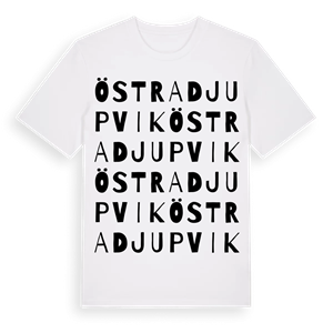 Östra Djupvik ordlek t-shirt – ekologisk bomull t-shirt från Pinshirt