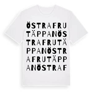 Östra Frutäppan ordlek t-shirt – ekologisk bomull t-shirt från Pinshirt