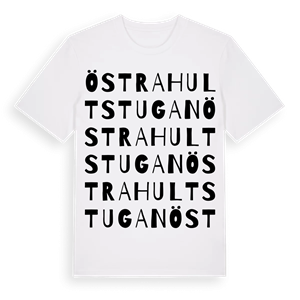 Östra Hultstugan ordlek t-shirt – ekologisk bomull t-shirt från Pinshirt