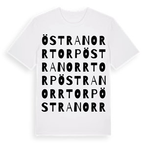 Östra Norrtorp ordlek t-shirt – ekologisk bomull t-shirt från Pinshirt