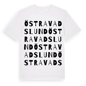 Östra Vadslund ordlek t-shirt – ekologisk bomull t-shirt från Pinshirt