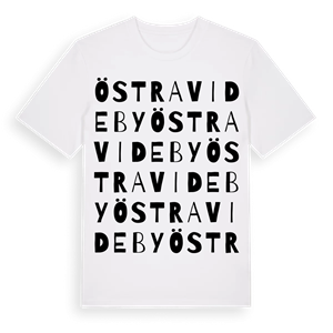 Östra Videby ordlek t-shirt – ekologisk bomull t-shirt från Pinshirt