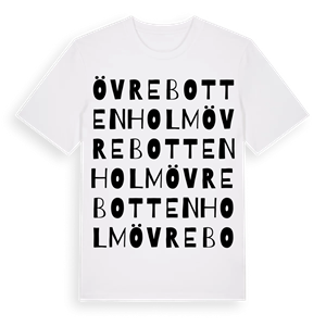 Övre Bottenholm ordlek t-shirt – ekologisk bomull t-shirt från Pinshirt