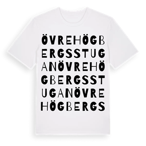 Övre Högbergsstugan ordlek t-shirt – ekologisk bomull t-shirt från Pinshirt