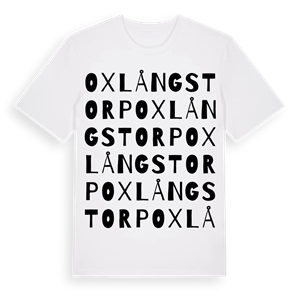 Oxlångstorp ordlek t-shirt – ekologisk bomull t-shirt från Pinshirt