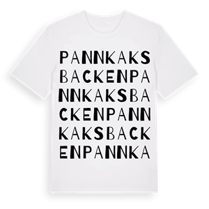 Pannkaksbacken ordlek t-shirt – ekologisk bomull t-shirt från Pinshirt