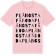 Pink Cotton t-shirt med Plångsta Fäboda ordlek t-shirt