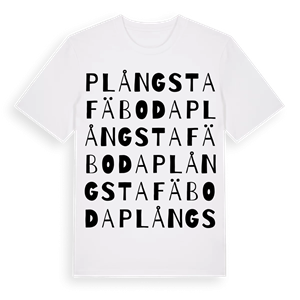 Plångsta Fäboda ordlek t-shirt – ekologisk bomull t-shirt från Pinshirt