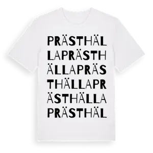 Prästhälla ordlek t-shirt – ekologisk bomull t-shirt från Pinshirt