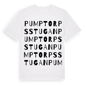 Pumptorpsstugan ordlek t-shirt – ekologisk bomull t-shirt från Pinshirt
