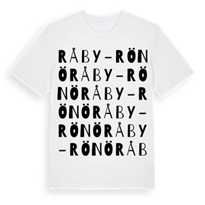 Råby-Rönö ordlek t-shirt – ekologisk bomull t-shirt från Pinshirt