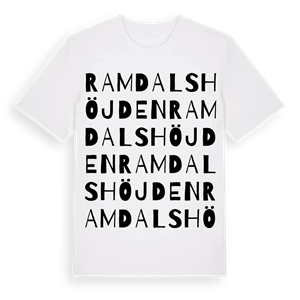 Ramdalshöjden ordlek t-shirt – ekologisk bomull t-shirt från Pinshirt