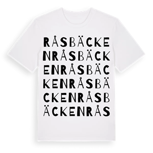 Råsbäcken ordlek t-shirt – ekologisk bomull t-shirt från Pinshirt