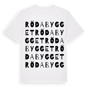 Röda bygget ordlek t-shirt – ekologisk bomull t-shirt från Pinshirt