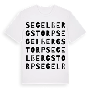 Segelbergstorp ordlek t-shirt – ekologisk bomull t-shirt från Pinshirt