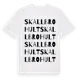 White t-shirt med Skallbrohult ordlek t-shirt