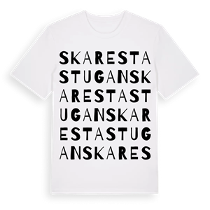 Skarestastugan ordlek t-shirt – ekologisk bomull t-shirt från Pinshirt