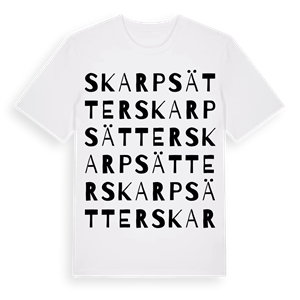 Skarpsätter ordlek t-shirt – ekologisk bomull t-shirt från Pinshirt