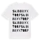 White t-shirt med Skinnbyxtorp ordlek t-shirt