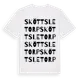 White t-shirt med Sköttsletorp ordlek t-shirt