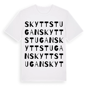 Skyttstugan ordlek t-shirt – ekologisk bomull t-shirt från Pinshirt