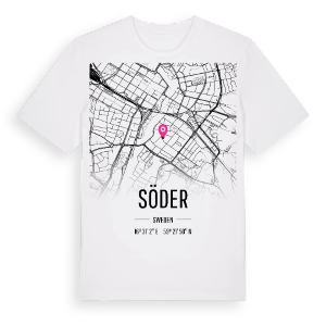 Söder karta t-shirt – ekologisk bomull t-shirt från Pinshirt