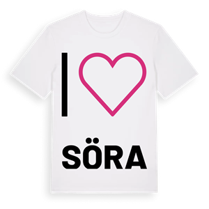 Jag älskar Söra t-shirt stort tryck – ekologisk bomull t-shirt från Pinshirt