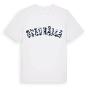 Stavhälla college t-shirt – ekologisk bomull t-shirt från Pinshirt
