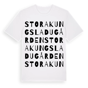 Stora Kungsladugården ordlek t-shirt – ekologisk bomull t-shirt från Pinshirt