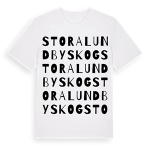 Stora Lundbyskog ordlek t-shirt – ekologisk bomull t-shirt från Pinshirt