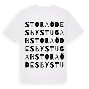 Stora Ödesbystugan ordlek t-shirt – ekologisk bomull t-shirt från Pinshirt