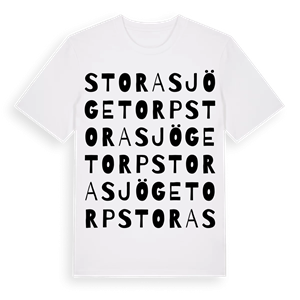 Stora Sjögetorp ordlek t-shirt – ekologisk bomull t-shirt från Pinshirt
