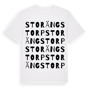 Storängstorp ordlek t-shirt – ekologisk bomull t-shirt från Pinshirt