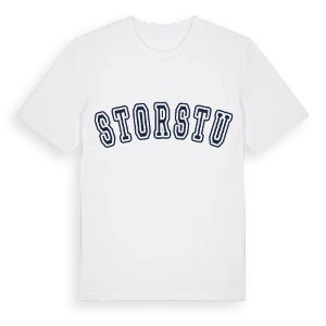 Storstu college t-shirt – ekologisk bomull t-shirt från Pinshirt