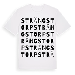 Strängstorp ordlek t-shirt – ekologisk bomull t-shirt från Pinshirt