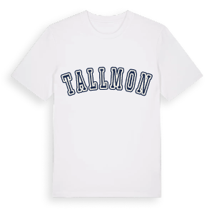 Tallmon college t-shirt – ekologisk bomull t-shirt från Pinshirt