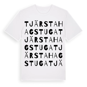 Tjärsta Hagstuga ordlek t-shirt – ekologisk bomull t-shirt från Pinshirt