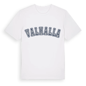 Valhalla college t-shirt – ekologisk bomull t-shirt från Pinshirt