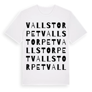 Vallstorpet ordlek t-shirt – ekologisk bomull t-shirt från Pinshirt