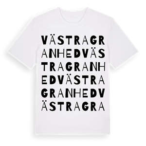 Västra Granhed ordlek t-shirt – ekologisk bomull t-shirt från Pinshirt