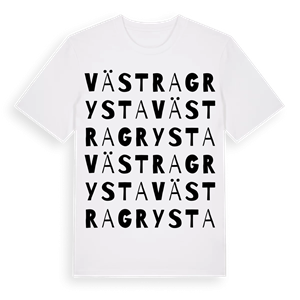 Västra Grysta ordlek t-shirt – ekologisk bomull t-shirt från Pinshirt
