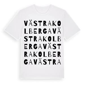 Västra Kolberga ordlek t-shirt – ekologisk bomull t-shirt från Pinshirt