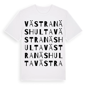 Västra Näshulta ordlek t-shirt – ekologisk bomull t-shirt från Pinshirt