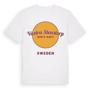 Västra Stenstorp cirkel t-shirt – ekologisk bomull t-shirt från Pinshirt