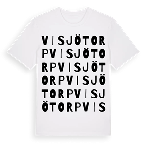 Visjötorp ordlek t-shirt – ekologisk bomull t-shirt från Pinshirt